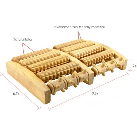 Rouleau de massage en bois à 5 rangées pour les pieds : soin, réflexologie, relaxation, soulagement, cadeau spa, masseur anti-cellulite (1/5)