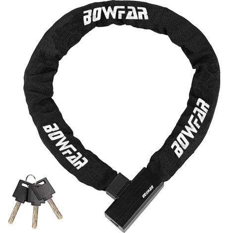 Chaîne Antivol Vélo avec 3 Clé, 100 cm Cadenas Velo avec Couvercle Étanche et 6 mm Chaîne pour Vélo, Moto, Porte, Clôture, Scooter, Gril (1/5)