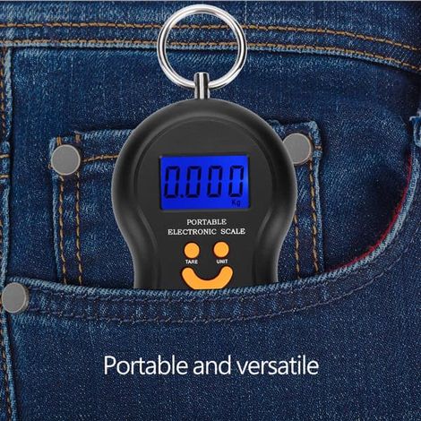 Bärbar digital electric plastvåg med ok pour les poissons et les bagages (noir)