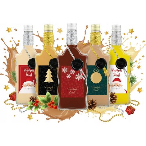 5 Weihnachtsflaschen als Geschenk, dekoratives Glas, Wellenform, 500 ml für 0,5 l Tinkturen (1/5)