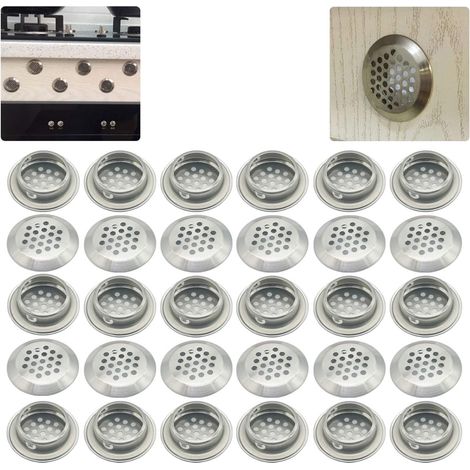 Rejilla De Ventilación Redonda - Malla De Acero Inoxidable 29 Mm - Para Armarios Y Muebles De Cocina - 30 Unidades (1/5)