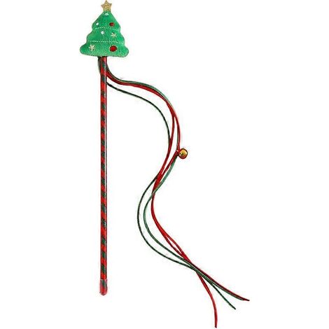 Baguette de pêche amusante pour chat avec Père Noël et renne - Sapin de Noël (1/5)