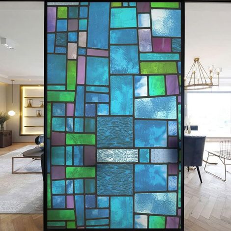 Film Autocollant Statique décoratif givré pour fenêtre d'église européenne - Bloque Les UV - Couleurs discrètes - 100 x 150 cm (l x H)