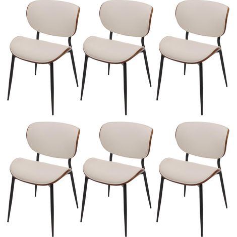 Lot de 6 chaises de salle à manger HWC-O45 chaise bois courbé similicuir 280g/m2 ko-Tex MVG - aspect noyer blanc (1/5)