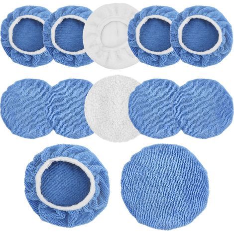 12 Packs Voiture Polisseuse Waxer Pad Bonnet Set Microfibre pour Camion Moto Vélo Bateau Yacht (1/5)