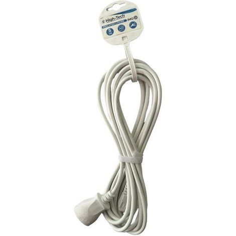 HIGH-TECH CAVO PROLUNGA SPINA 10A 2P+T PRESA P11 CONTATTO DI TERRA CON PROTEZIONE BAMBINI 5 MT BIANCA MATERIALE ELETTRICO