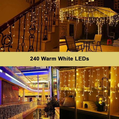 Warm White LED Icicle Christmas Lights Family, 240 or 480 LEDs, 8 Modes, Timer and Memory (1/5)
