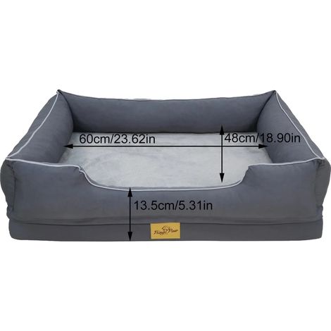 Hundebett, Orthopädische Unterstützung, Wasserdichte Beschichtung, M Grau (1/2)