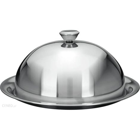 Plateau de présentation en inox avec cloche – Diamètre 30 cm – Cloche 26 x 13,5 cm – Finition brillante pour gâteaux et fruits – Excellent (1/5)