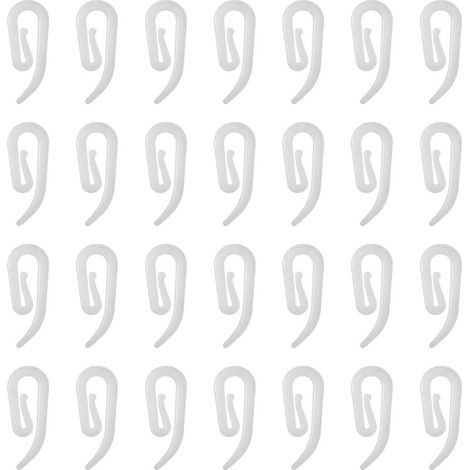 Crochets de Rideaux. 100pcs Crochets en Plastique Blanc. Crochet Rideau Rail. Crochets Agraphes pour Rideaux pour Rideau de Fenêtre. Rideau de Porte et Rideau de Douche (1/5)