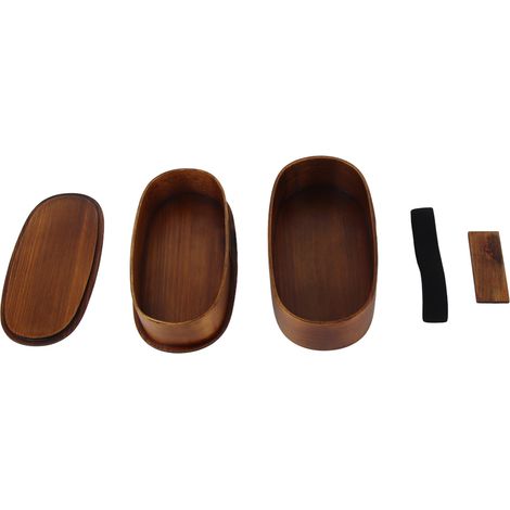 Boîte Repas Bento en Bois Style Japonais pour Étudiants et Professionnels, 19x10x9.5cm, Peint (1/5)
