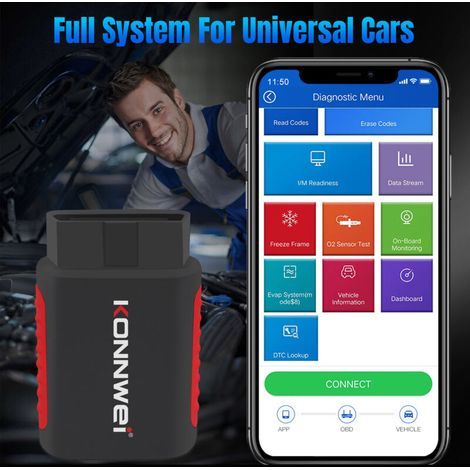Escáner OBD2 KONNWEI K DIAG: diagnóstico de ABS/SRS/aire acondicionado + reinicio de ECM/BCM/TCM – Compatible con el 95% de los vehículos. (1/4)