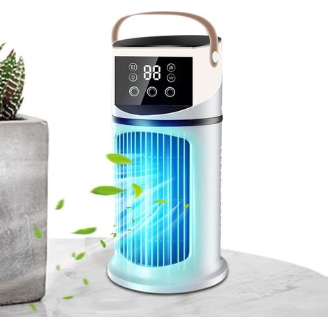 Tragbarer Tischventilator mit LED-Licht und Sprühfunktion, 9 Geschwindigkeitsstufen, Kühlung für Schlafzimmer und Büro - KZQ (1/4)