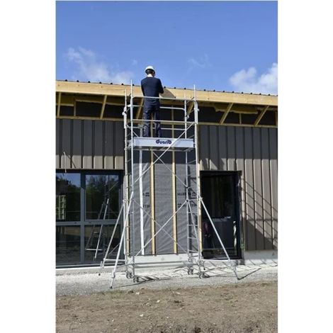 Duarib – Échafaudage roulant acier 3,70m – Charge max 150kg – Hauteur de travail 3,70m – Roues réglables 125mm – Montage sécurisé par 1 opérateur