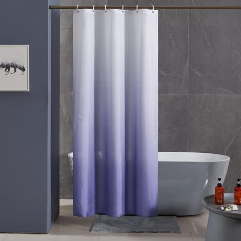 c Rideau de Douche Anti Moisissure Tissu Lavable 100x200cm Long Rideau de Bain Imperméable en Polyester avec 6 Crochets de Rideau Douche Original Violet Dégradé (1/5)