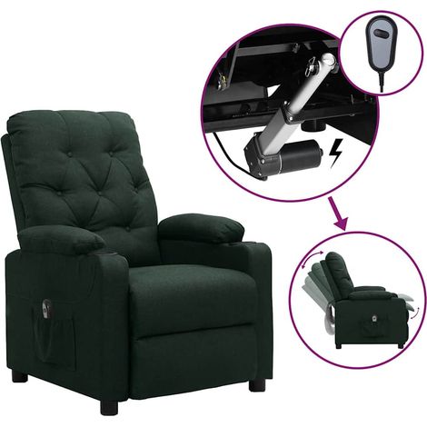 vidaXL Sillón reclinable eléctrico tela verde oscuro (1/5)