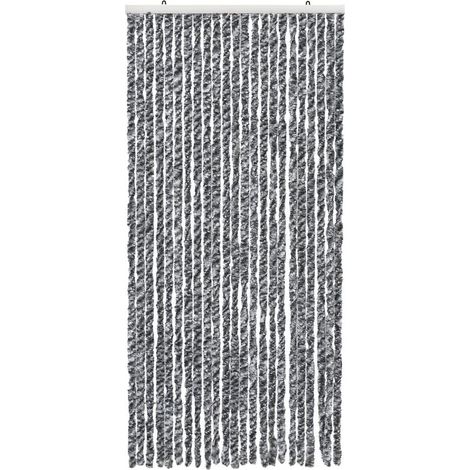 Tenda in Ciniglia Per Porta Ingresso ProteggiSole Antimosche Lavabile Regolabile Grigio - 100x220 cm