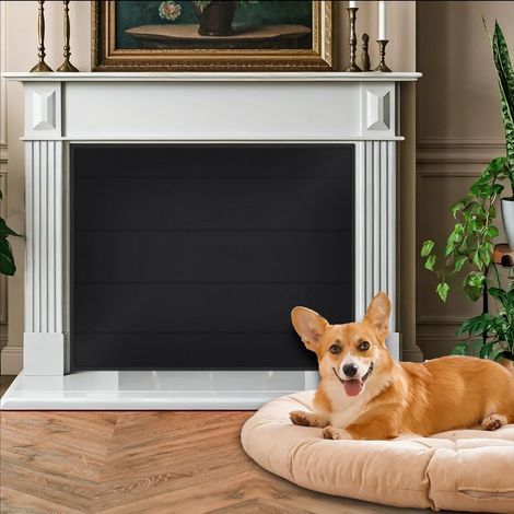 Funda de chimenea para el salón: cubierta de chimenea de ladrillo, cortavientos, protección contra corrientes de aire, 114 cm x 86 cm, negro (1/5)
