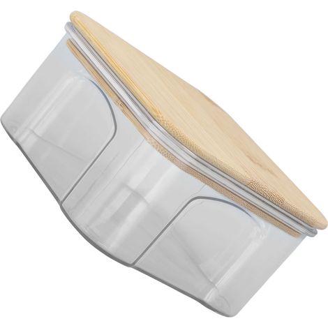Boîte de conservation hermétique transparente avec couvercle en bambou pour nouilles, farine, céréales, riz, thé, café, haricots, 450 ml, 10,7 x 5,7 cm / 4,2 x 2,2 pouces (1/5)