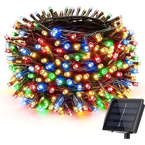 Guirlande lumineuse solaire d'extérieur, 22 m, 200 LED, étanche, pour sapins de Noël et décorations de jardin, multicolore