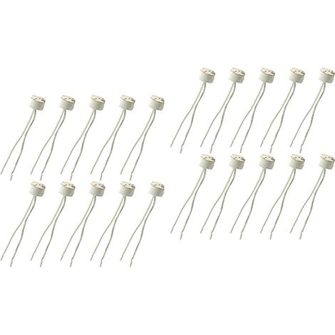 MR16 G5.3 LED Lamp Holder Ceramic Base FINELED MR16 G5.3 MR11 Lamp Holder for 12V Halogen and LED Bulbs Wire Connector Socket Adapter 20pcs (1/4)