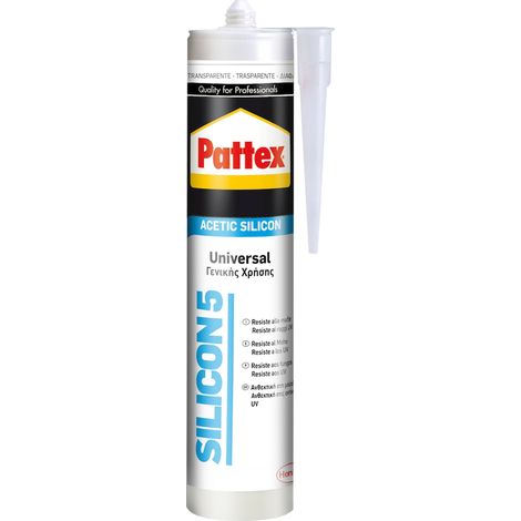 Silicone Sigillante acetico universale Silicon 5 Trasparente 280 ml BOX 25 Pezzi PATTEX by HENKEL