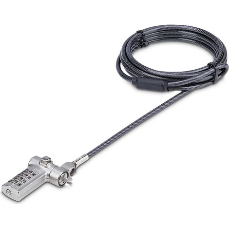 StarTech.com Câble Antivol pour Ordinateur Portable de 2m - Câble de Sécurité pour PC Portable, Compatible avec Noble Wedge®/Nano/K-Slot - Verrouillage avec Serrure à Combinaison (UNIVC4D-LAPTOP-LOCK)