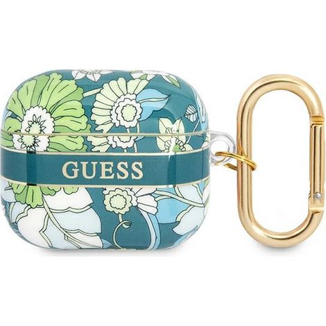 Funda Guess GUA3HHFLN para AirPods 3, color verde/verde, con correa de flores. (1/3)