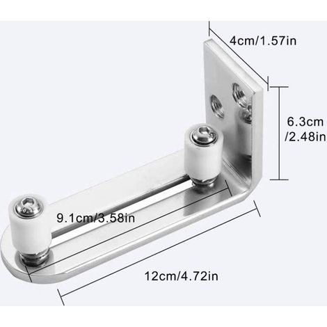 Guida a pavimento per porta scorrevole — Guida a parete con cuscinetti a sfera (finitura argento)