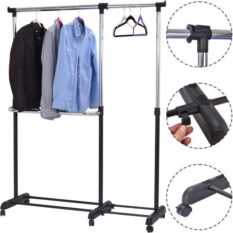 Tringle à vêtements extensible réglable, portant pliable - (1/5)