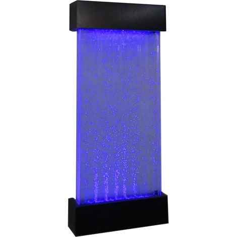 Vente-Unique – Mur de bulles d'eau – Fontaine d'intérieur H. 122 cm – LEDs multicolores avec télécommande – Aluminium et acrylique