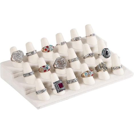 Porte-bagues, présentoir à bagues 18 doigts, support à bagues en velours noir pour bijoux (1/5)