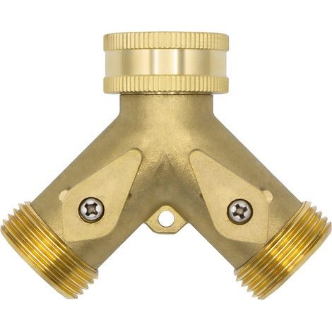 2-Wege-Y-Verteiler 10964, 3/4"-Außengewinde, Messing, mit Absperrventilen (1/5)