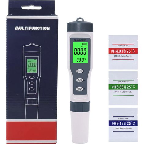 VURAHOME - 4-en-1 Testeur pH Mètre, pH Mètre numérique de qualité de l'eau pour Tester Le pH/TDS/EC/Température de Haute précision, Test pour Eau Potable, Maison, Piscine, Aquarium (1/5)