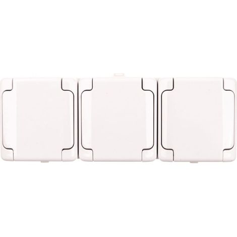 Presa tripla ermetica Bryza con/senza IP54 con sportellino, bianca 180440