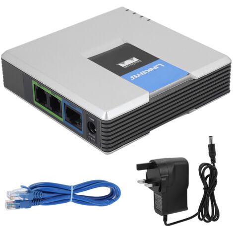 Adaptateur passerelle VoIP 2 ports SIP pour téléphone Internet (RJ11) Linksys PAP2T (alimentation 100-240 V, Royaume-Uni) (1/5)