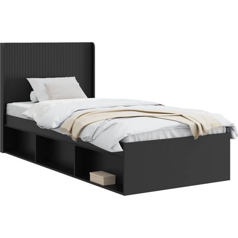 Bed Frame with Storage and Headboard Black 75 x 190 cm vidaXL (1/5)