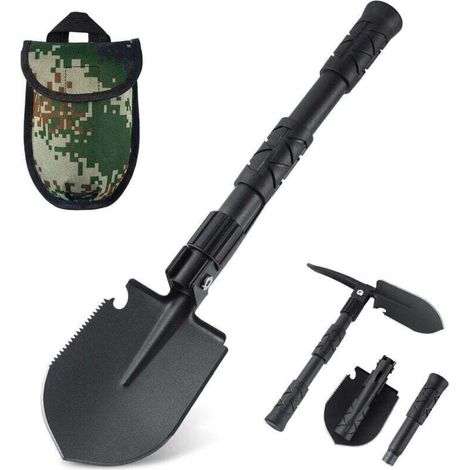 Pelle pliante, pelle de camping, outil multifonction, pelle militaire, pelle de survie en acier allié robuste, pelle tactique pour le tout-terrain, les situations d'urgence liées à la neige, le jardin