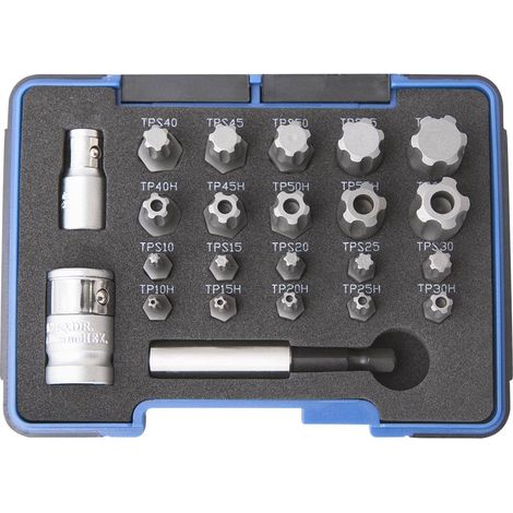 Clas – Coffret 23 pcs d'embouts Torx Plus 1/4" et 3/8" CrV – Résistance accrue à la torsion – Longévité supérieure – Pour visseuse (1/4)