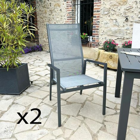 Fauteuil de jardin en aluminium avec dossier réglable gris anthracite (lot de 2) OSLO (1/5)