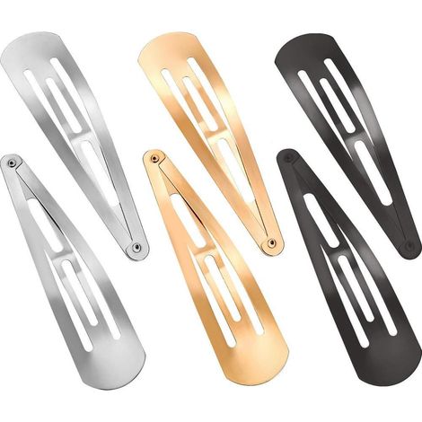 Lot de 6 pinces à cheveux, métal antidérapant, or argent noir, filles femmes (1/5)