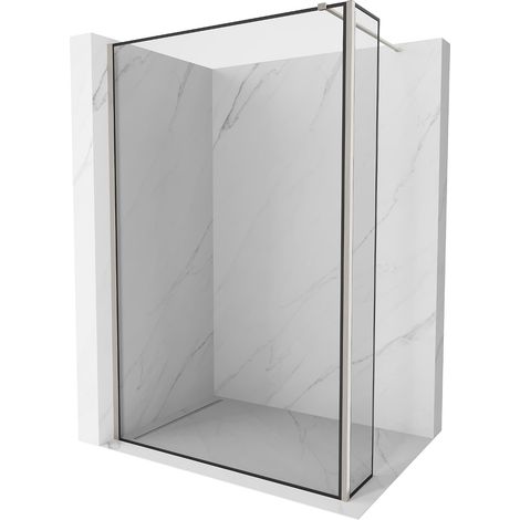 Mexen Kioto Duschwand Walk-in 130 x 40 cm, schwarzes Muster, gebürstetes Nickel - 800-130-212-97-70-