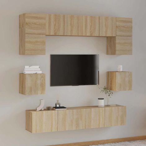 vidaXL 8 Piece TV Cabinet Set Sonoma Oak Engineered Wood (1/5)