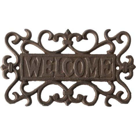 Decoración de pared para exterior placa de bienvenida en hierro fundido