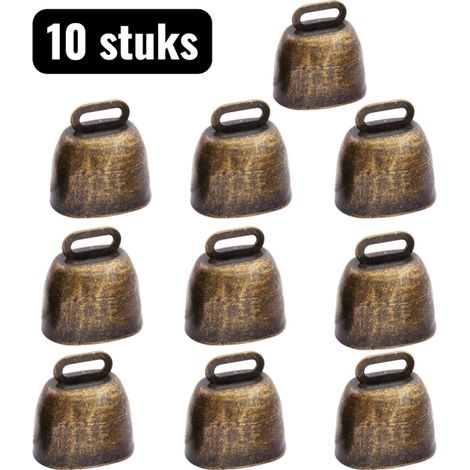 Lot de 10 cloches en métal en forme de vache et d'ours pour animaux de compagnie et décoration de Noël bronze (1/5)