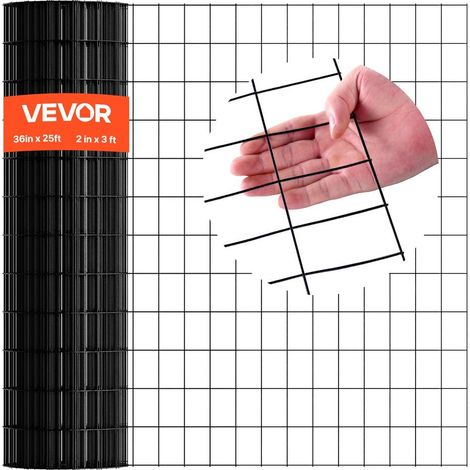 Pour jardin et cage à lapins, grillage soudé 91 x 760 cm, maille 5 x 7,5 cm, fil galvanisé avec revêtement PVC noir (1/5)