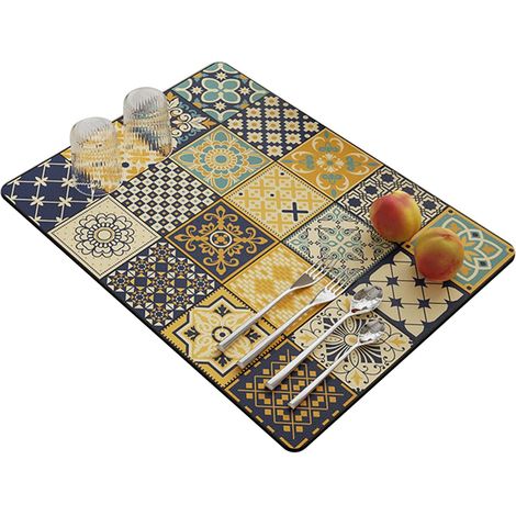 Set de table géométriques colorés vintage pour fête, cuisine, salle à manger, absorbants contrôlés par l'eau, isolation thermique, tapis à séchage rapide, 40 x 60 cm'Parent'Baroque'40 x 60 cm (1/5)