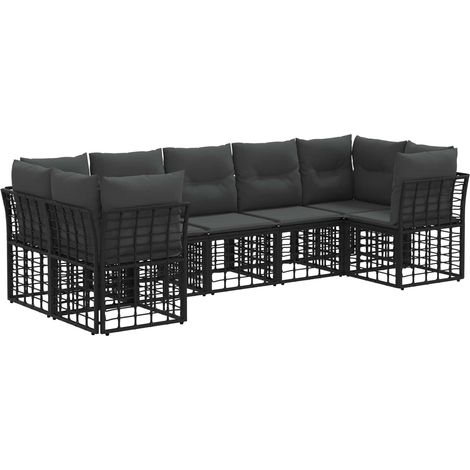 Maison Exclusive - Outdoor-Sofagarnitur 7 pcs Schwarz und Dunkelg