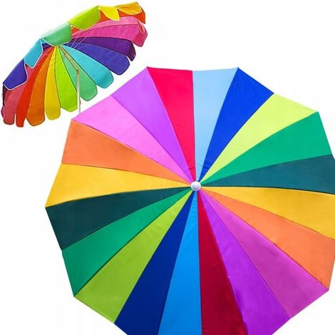 Parasol De Jardin - 1 Pièce - 220 Cm - Polyester - Pour Balcon Terrasse Plage - Multicolore (1/5)