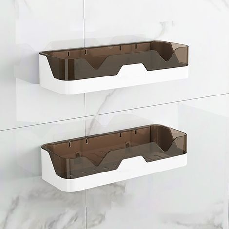 2 étagères douche sans perçage support 7kg salle bain cuisine rangement shampoing (1/5)